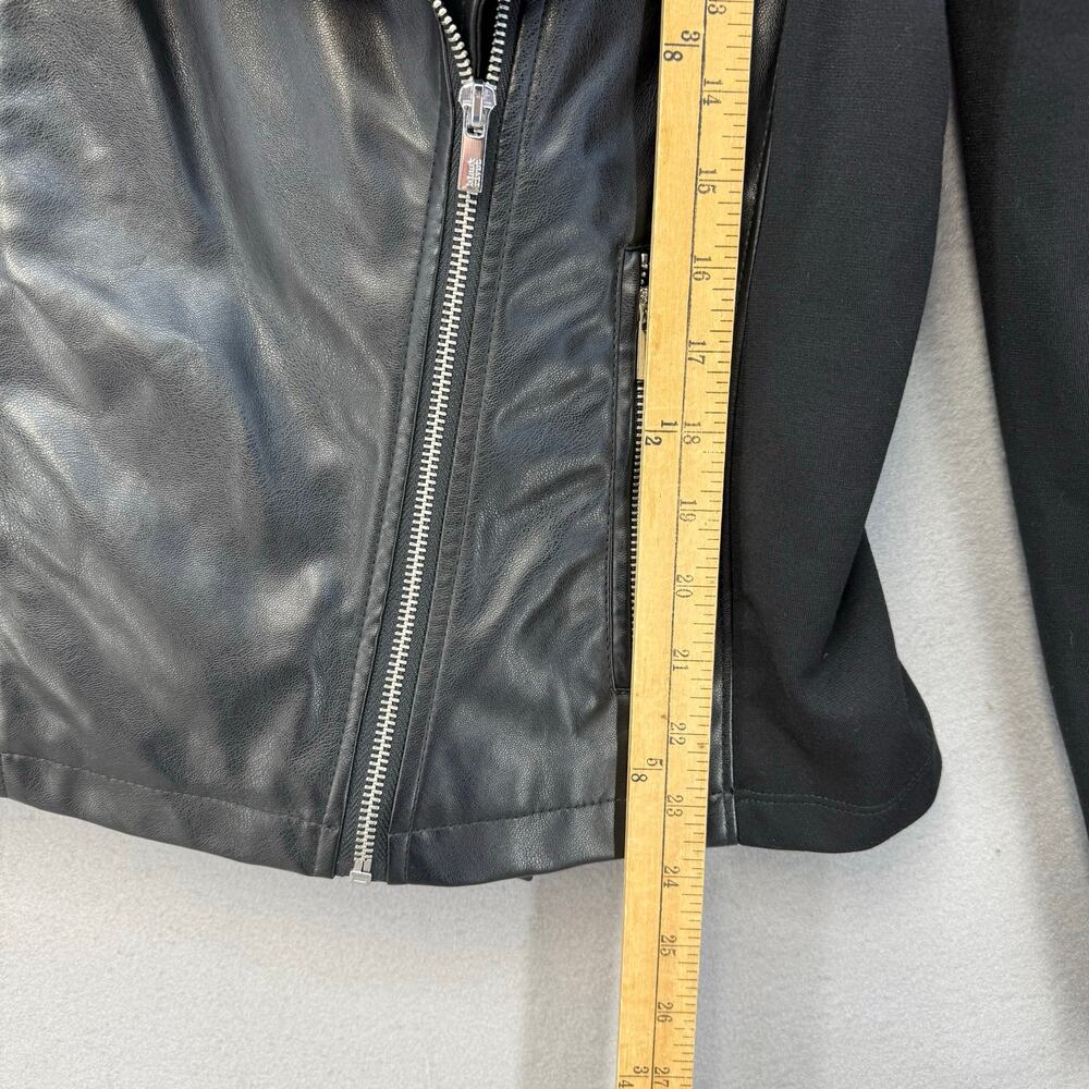 Black Rivet Vegan Leather Jacket Women's L Black GIII Moto Motorcycle Stretch - Picture 13 of 13